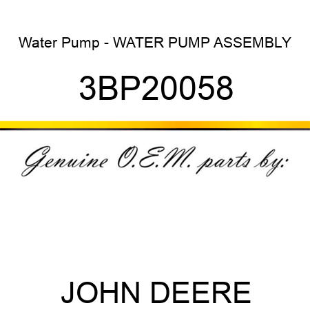 Water Pump - WATER PUMP ASSEMBLY 3BP20058