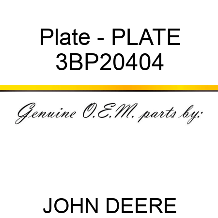 Plate - PLATE 3BP20404