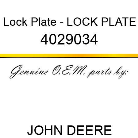 Lock Plate - LOCK PLATE 4029034