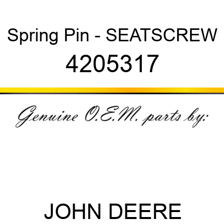 Spring Pin - SEAT,SCREW 4205317