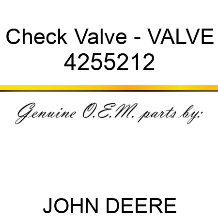 Check Valve - VALVE 4255212