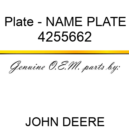 Plate - NAME PLATE 4255662