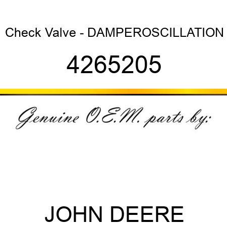 Check Valve - DAMPER,OSCILLATION 4265205