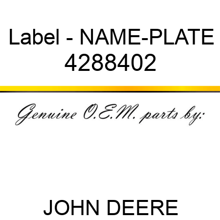Label - NAME-PLATE 4288402