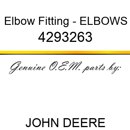 Elbow Fitting - ELBOW,S 4293263