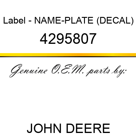 Label - NAME-PLATE (DECAL) 4295807