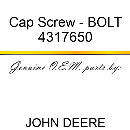 Cap Screw - BOLT 4317650
