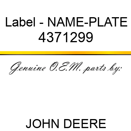 Label - NAME-PLATE 4371299