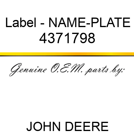 Label - NAME-PLATE 4371798