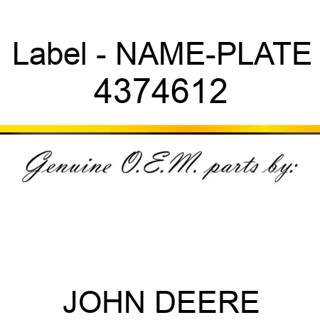 Label - NAME-PLATE 4374612