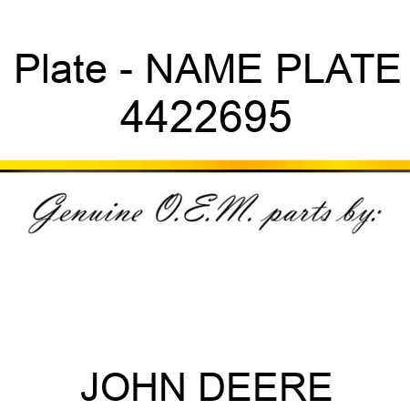 Plate - NAME PLATE 4422695