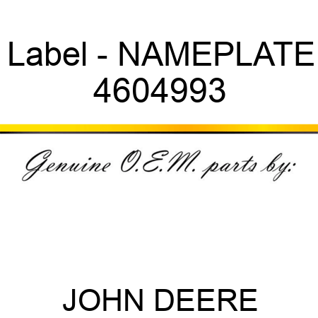 Label - NAMEPLATE 4604993