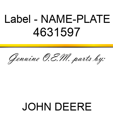 Label - NAME-PLATE 4631597