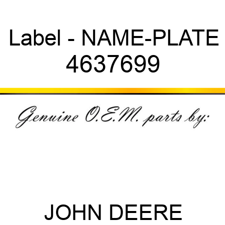 Label - NAME-PLATE 4637699