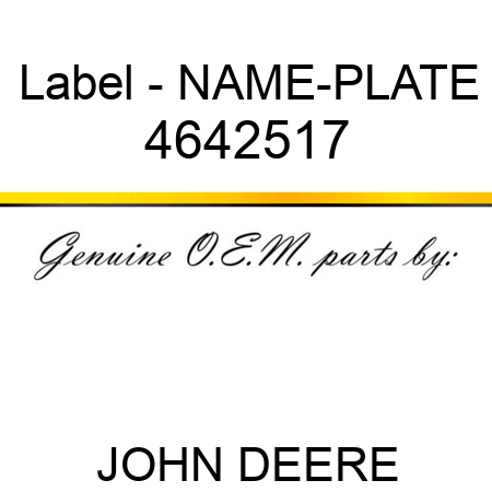 Label - NAME-PLATE 4642517