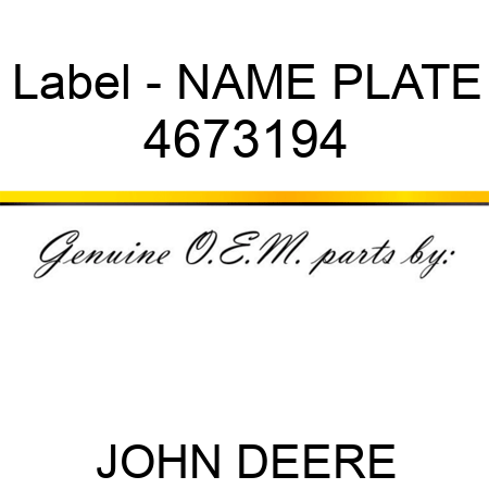 Label - NAME PLATE 4673194