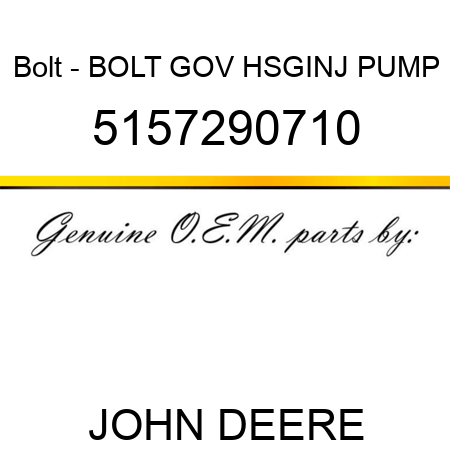 Bolt - BOLT, GOV HSG,INJ PUMP 5157290710