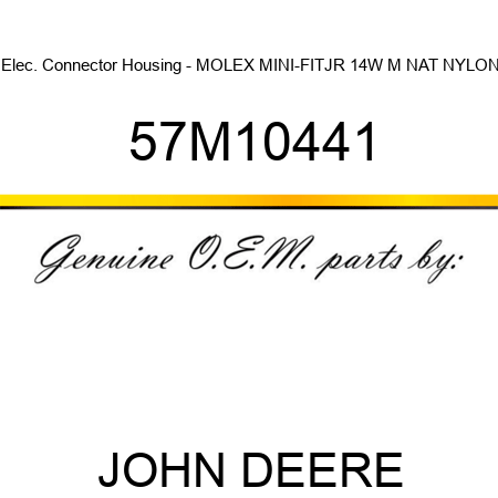Elec. Connector Housing - MOLEX MINI-FITJR 14W M NAT NYLON 57M10441