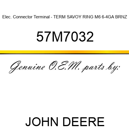 Elec. Connector Terminal - TERM SAVOY RING M6 6-4GA BRNZ 57M7032