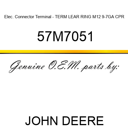 Elec. Connector Terminal - TERM LEAR RING M12 9-7GA CPR 57M7051