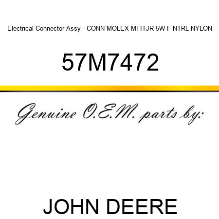 Electrical Connector Assy - CONN MOLEX MFITJR 5W F NTRL NYLON 57M7472