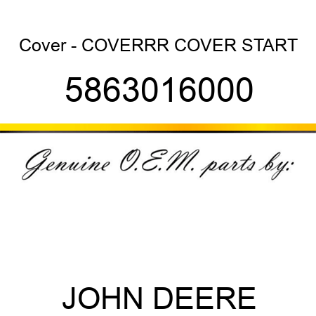 Cover - COVER,RR COVER START 5863016000