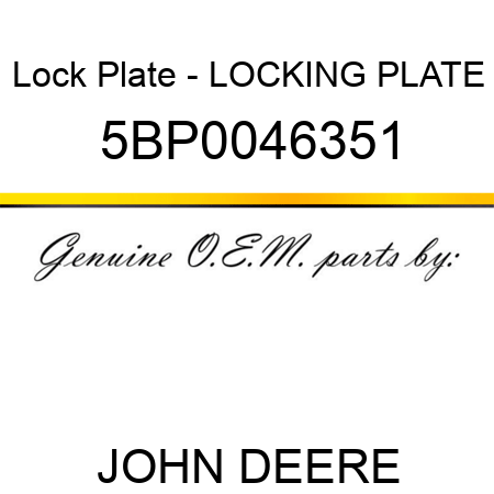 Lock Plate - LOCKING PLATE 5BP0046351