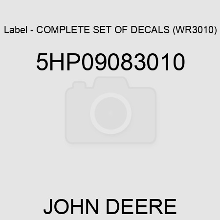 Label - COMPLETE SET OF DECALS (WR3010) 5HP09083010