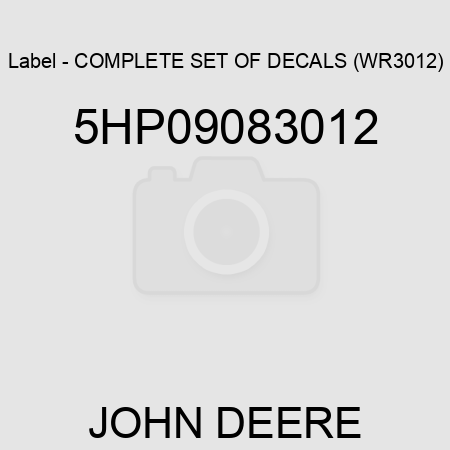 Label - COMPLETE SET OF DECALS (WR3012) 5HP09083012