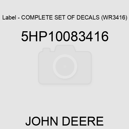 Label - COMPLETE SET OF DECALS (WR3416) 5HP10083416