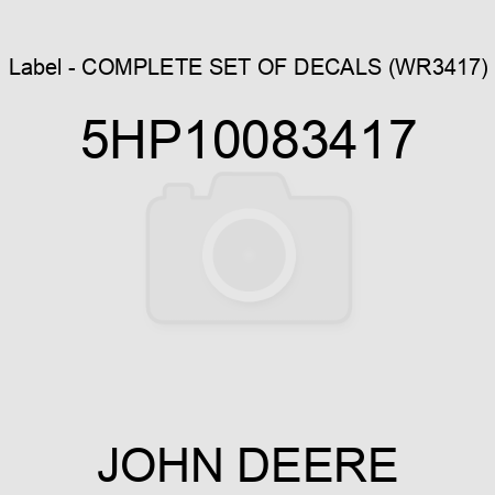 Label - COMPLETE SET OF DECALS (WR3417) 5HP10083417