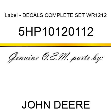Label - DECALS, COMPLETE SET WR1212 5HP10120112