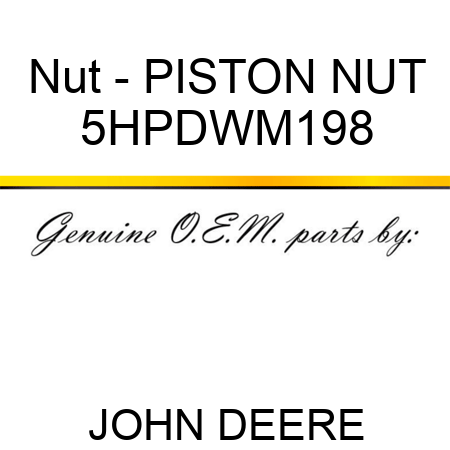 Nut - PISTON NUT 5HPDWM198