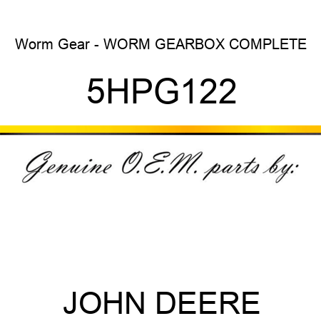 Worm Gear - WORM GEARBOX COMPLETE 5HPG122