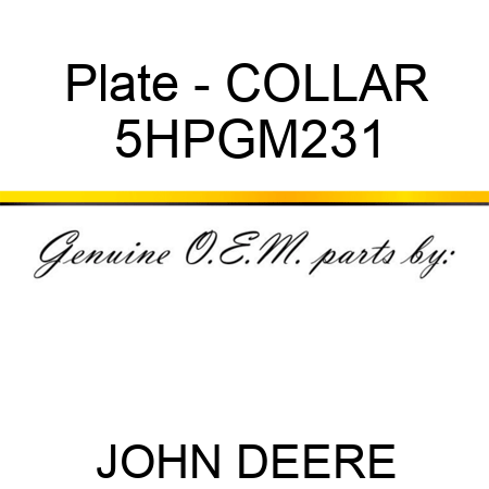 Plate - COLLAR 5HPGM231