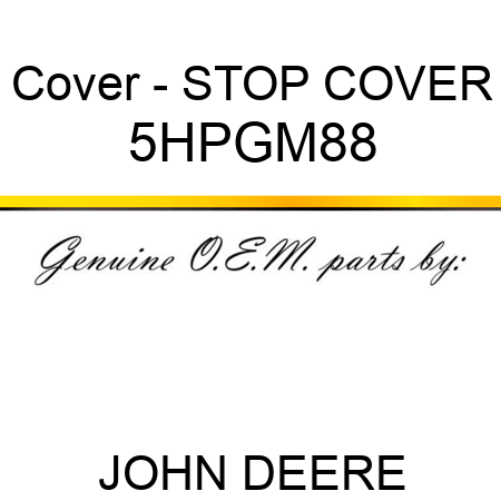 Cover - STOP COVER 5HPGM88