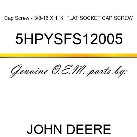 Cap Screw - 3/8-16 X 1 ¼  FLAT SOCKET CAP SCREW 5HPYSFS12005