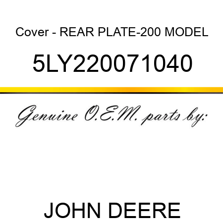 Cover - REAR PLATE-200 MODEL 5LY220071040