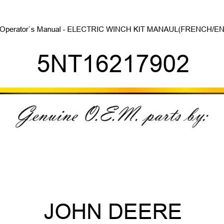 Operator`s Manual - ELECTRIC WINCH KIT MANAUL(FRENCH/EN 5NT16217902