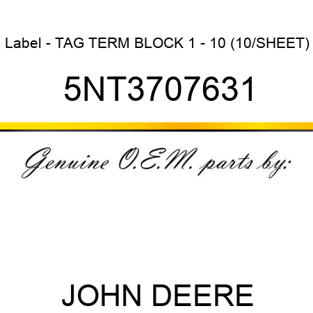 Label - TAG TERM BLOCK 1 - 10 (10/SHEET) 5NT3707631