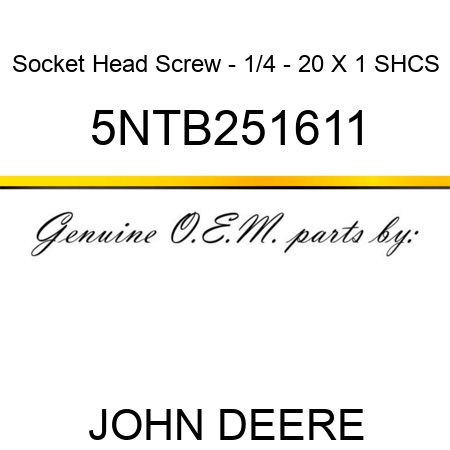 Socket Head Screw - 1/4 - 20 X 1 SHCS 5NTB251611