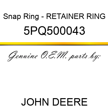 Snap Ring - RETAINER RING 5PQ500043