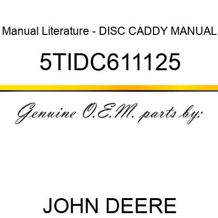 Manual Literature - DISC CADDY MANUAL 5TIDC611125