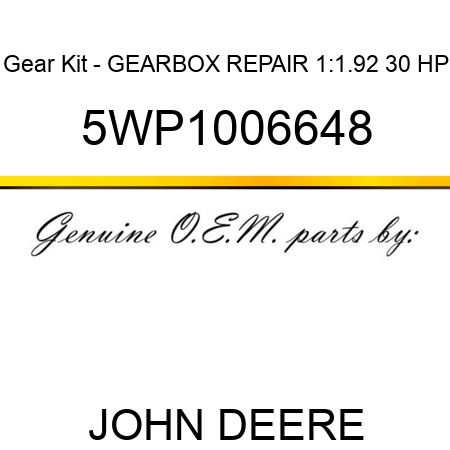 Gear Kit - GEARBOX REPAIR 1:1.92 30 HP 5WP1006648