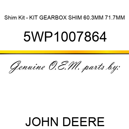Shim Kit - KIT GEARBOX SHIM 60.3MM 71.7MM 5WP1007864