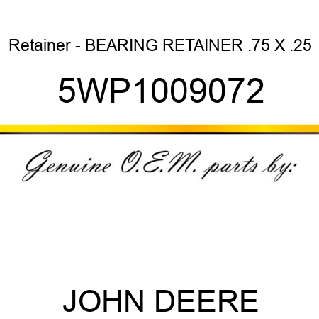 Retainer - BEARING RETAINER, .75 X .25 5WP1009072
