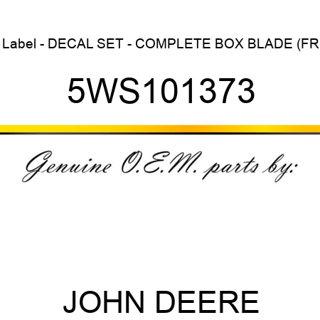 Label - DECAL SET - COMPLETE, BOX BLADE (FR 5WS101373
