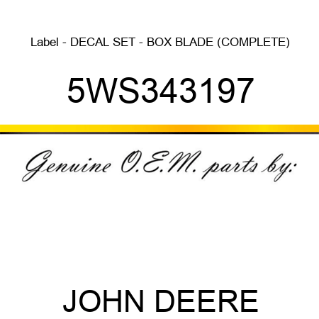 Label - DECAL SET - BOX BLADE (COMPLETE) 5WS343197
