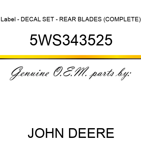 Label - DECAL SET - REAR BLADES (COMPLETE) 5WS343525