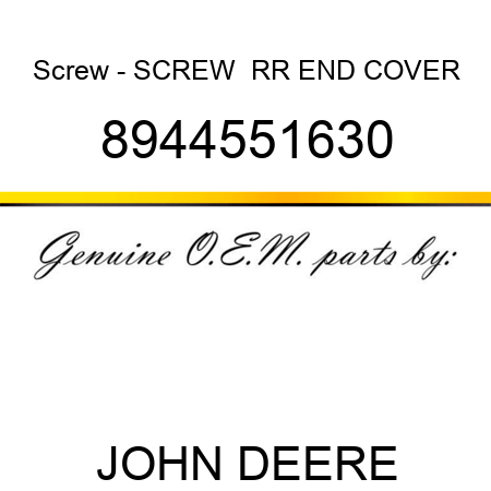 Screw - SCREW,  RR END COVER 8944551630